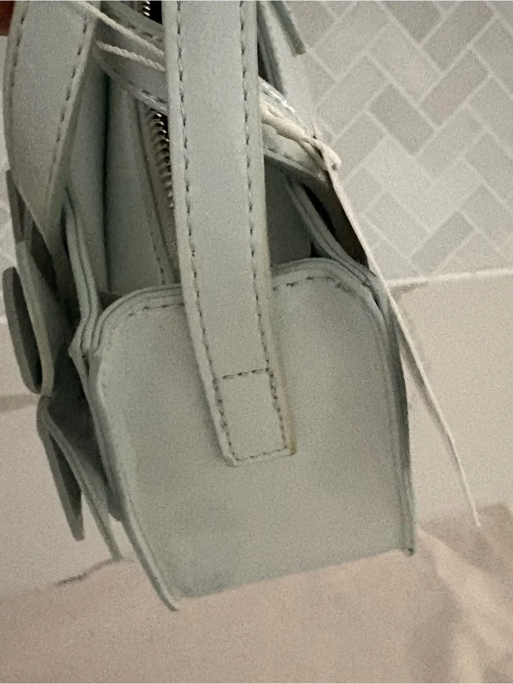 Zara Girls' Floral And Rhinestones Applique Crossbody Bag - Light Blue NWT